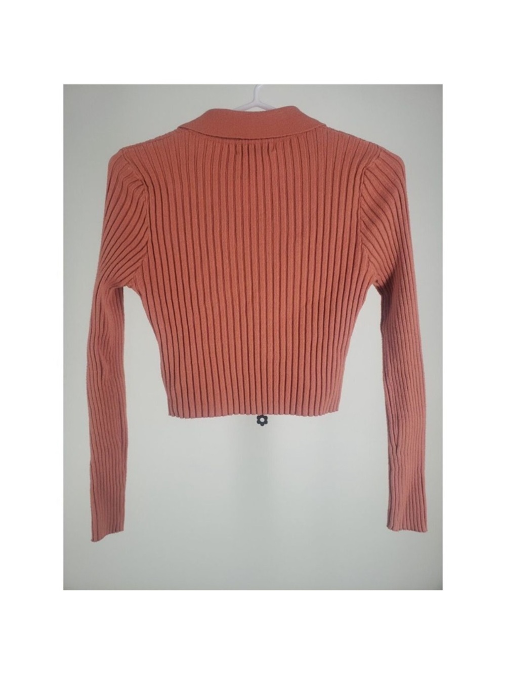 Altar'd State Rust Pink Ribbed Zip-Front Cropped Cardigan Medium - Picture 4 of 8